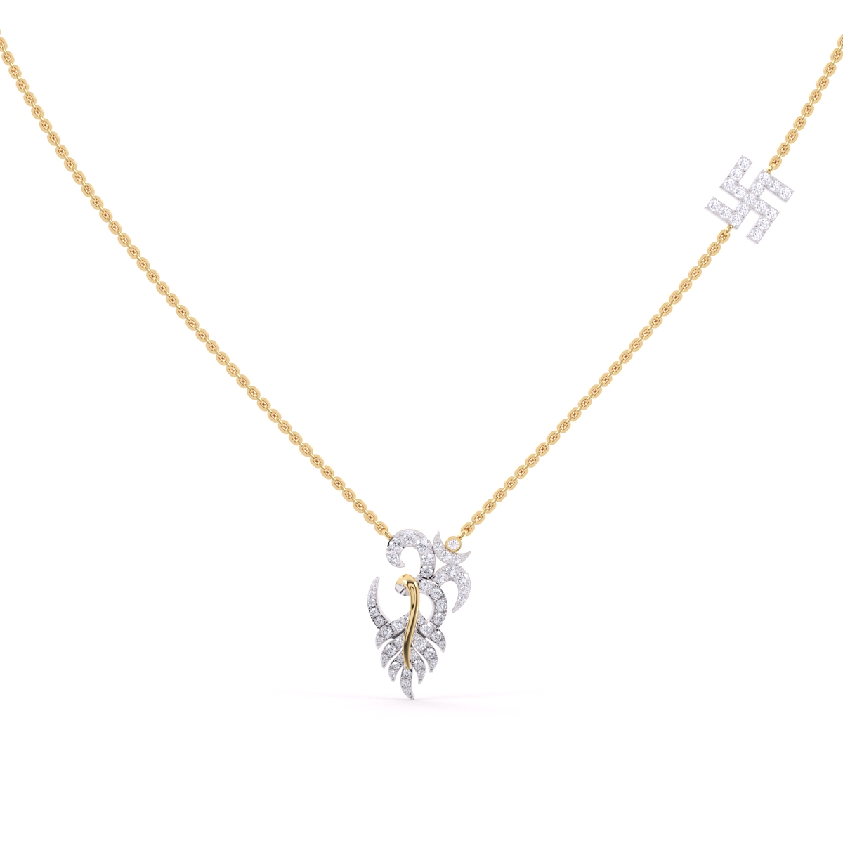 Religious Swastik & OM Diamond Gold Pendant